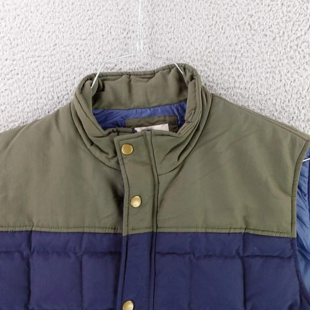 Marine Layer Puffer Vest Mens Medium Blue Duck Down Quilted Colorblock Huckberry
